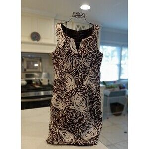 adrianna papell dress Size 12 Brown And White Fully Lined Knee Length Sheath